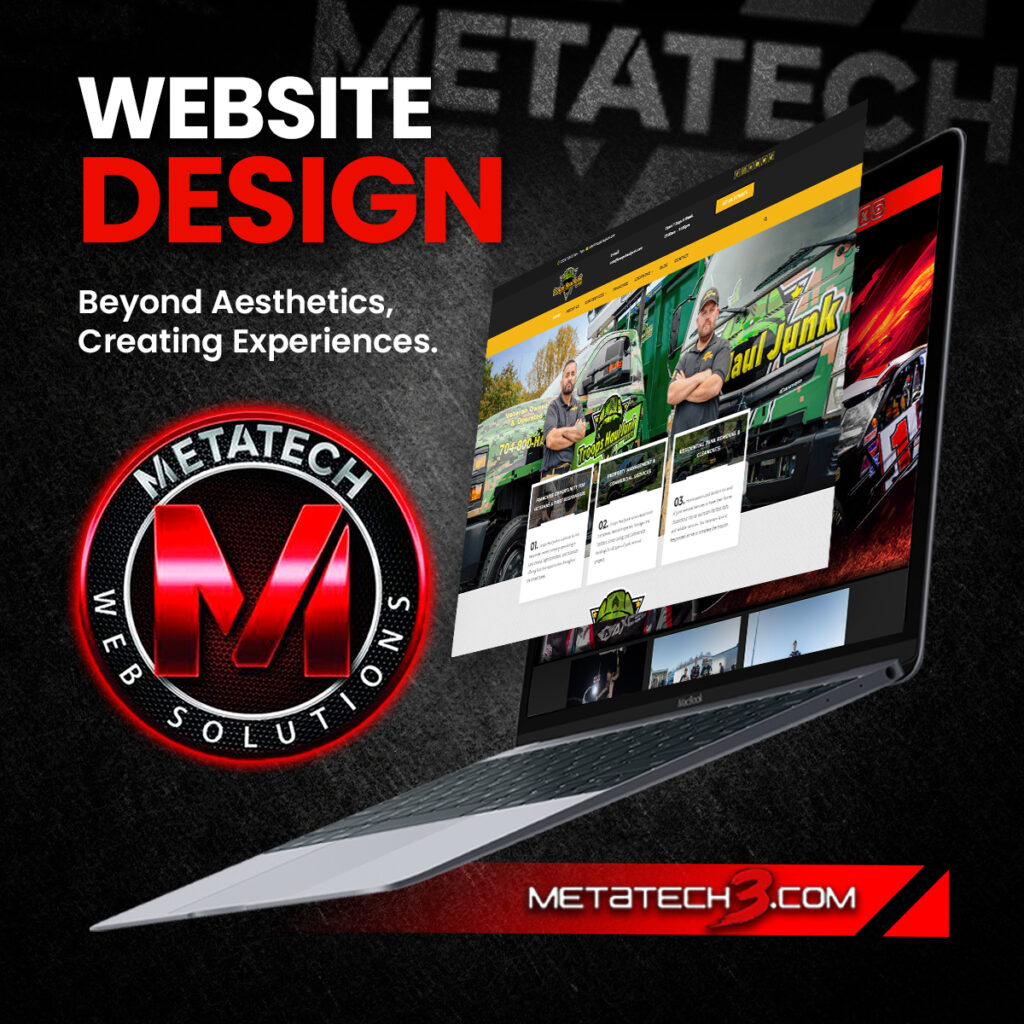 Professional website design ad with laptop graphic.